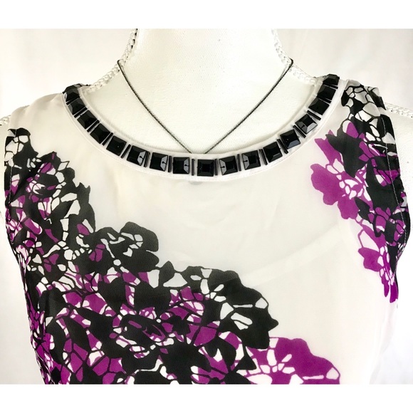 DANA BUCHMAN Beaded Neck Sleeveless Blouse & Cami - Picture 2 of 5